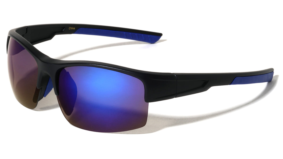 Semi Rimless Color Mirror Lens Rectangle Sports Wholesale Sunglasses