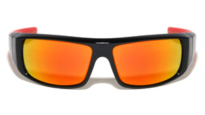 Temple Fire Print Color Mirror Lens Rectangle Sports Wholesale Sunglasses