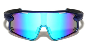 Color Mirror One Piece Shield Lens Cutout Accent Sports Wholesale Sunglasses