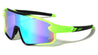 Color Mirror One Piece Shield Lens Cutout Accent Sports Wholesale Sunglasses