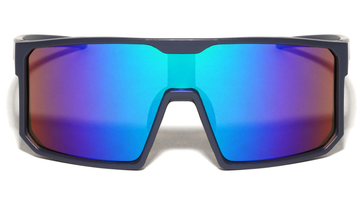 Color Mirror One Piece Shield Lens Rectangle Sports Wholesale Sunglasses