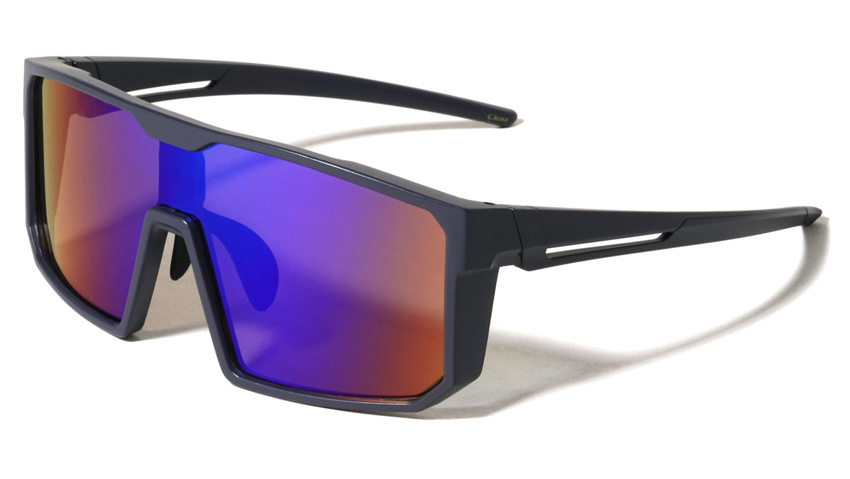 Color Mirror One Piece Shield Lens Rectangle Sports Wholesale Sunglasses