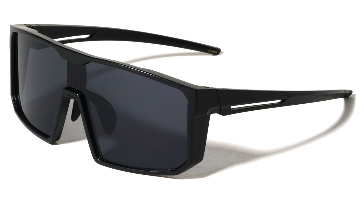 Color Mirror One Piece Shield Lens Rectangle Sports Wholesale Sunglasses