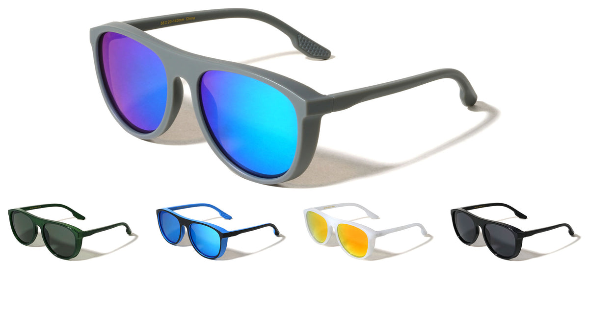Color Mirror Side Rim Shield Sports Aviators Wholesale Sunglasses