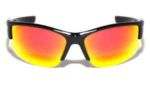 Color Mirror Semi Rimless Lens Wrap Around Sports Wholesale Sunglasses