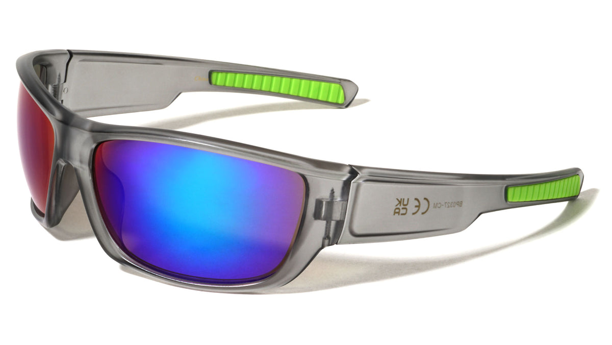 Color Mirror Wide Rectangle Sports Wholesale Sunglasses