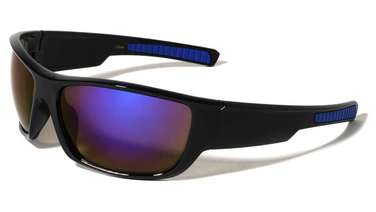 Color Mirror Wide Rectangle Sports Wholesale Sunglasses
