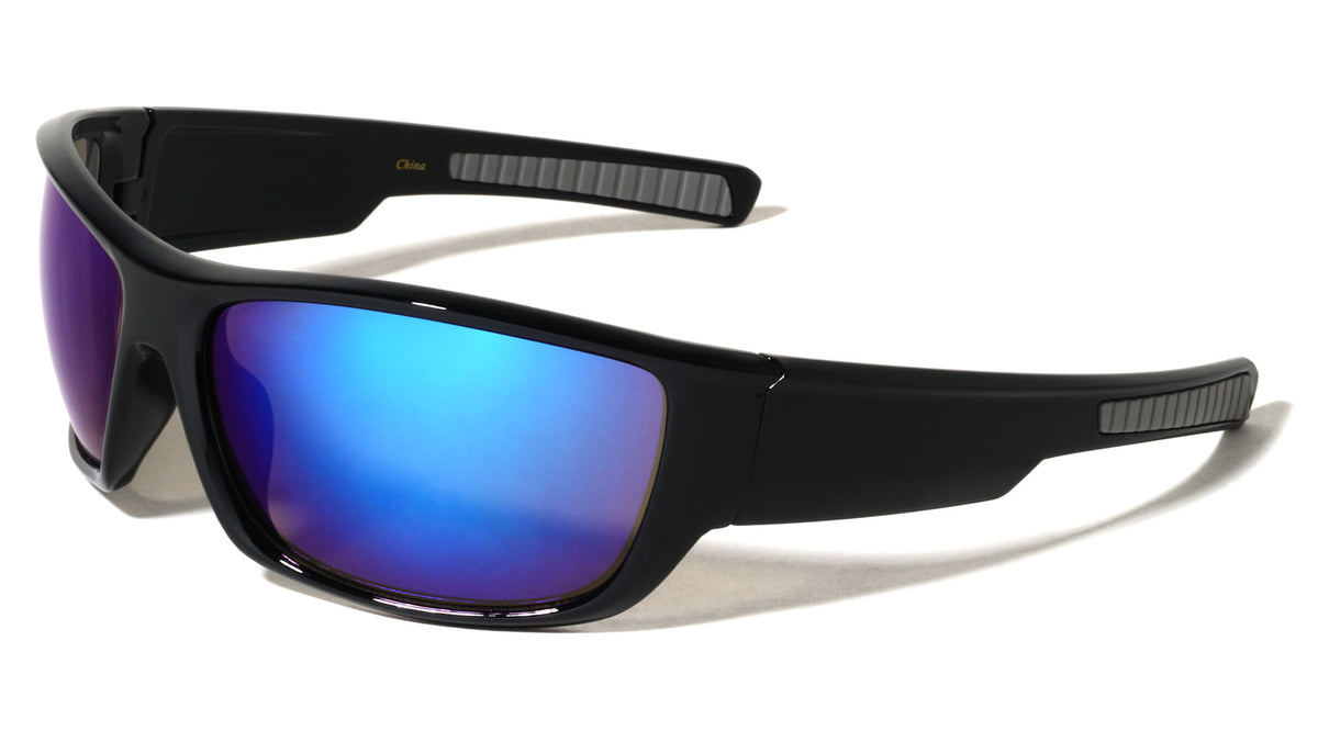 Color Mirror Wide Rectangle Sports Wholesale Sunglasses