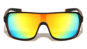 Frosted Crystal Color Mirror One Piece Shield Squared Sports Wholesale Sunglasses
