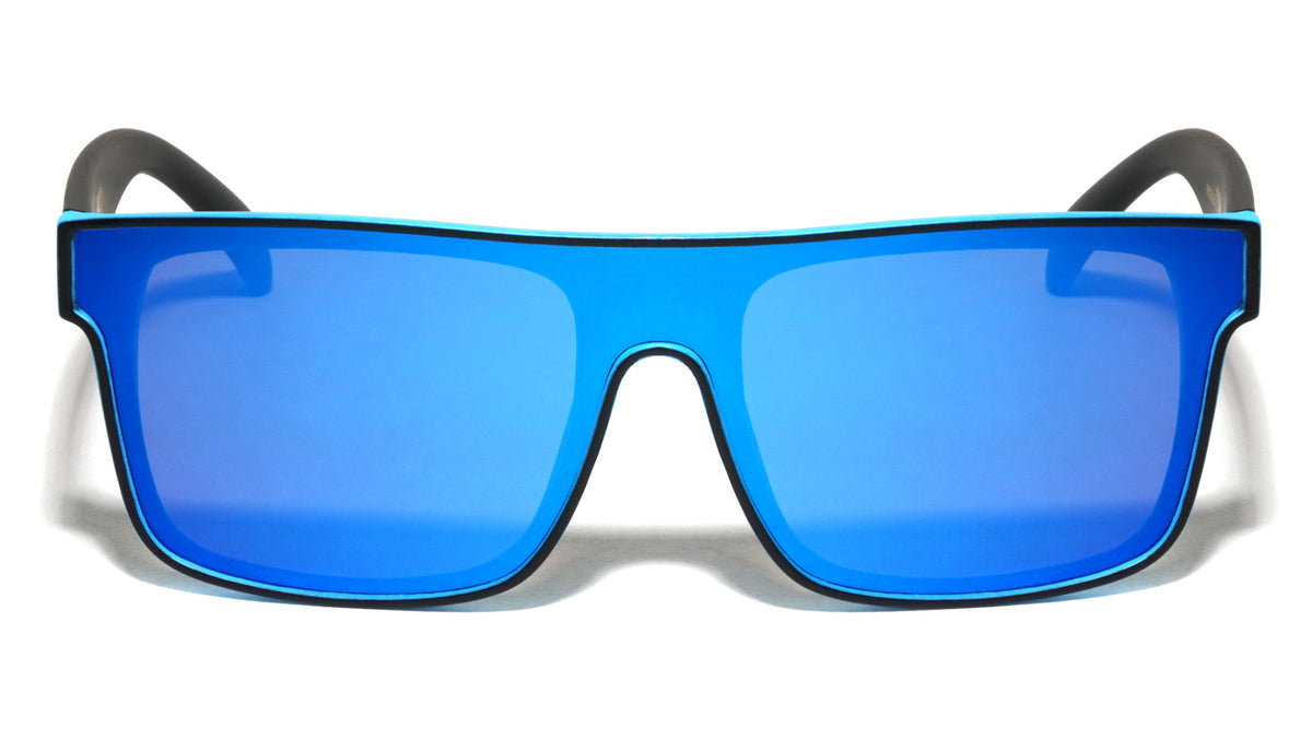 Color Mirror One Piece Shield Lens Duotone Square Wholesale Sunglasses