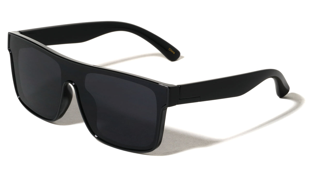 Color Mirror One Piece Shield Lens Duotone Square Wholesale Sunglasses