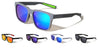Color Mirror Vertical Ribbed Pattern Squared Sports Wholesale Sunglasses