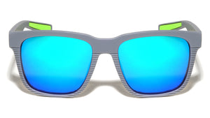 Color Mirror Vertical Ribbed Pattern Squared Sports Wholesale Sunglasses