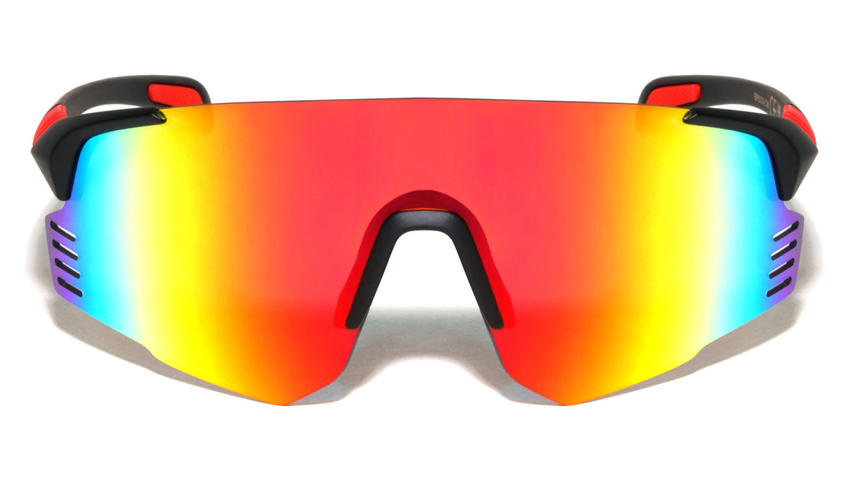 Semi Rimless Color Mirror One Piece Shield Lens Sports Wholesale Sunglasses