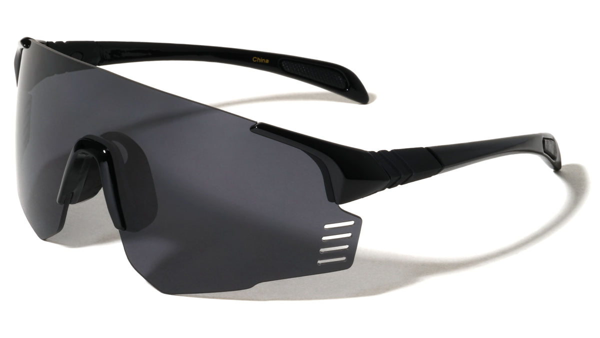 Semi Rimless Color Mirror One Piece Shield Lens Sports Wholesale Sunglasses