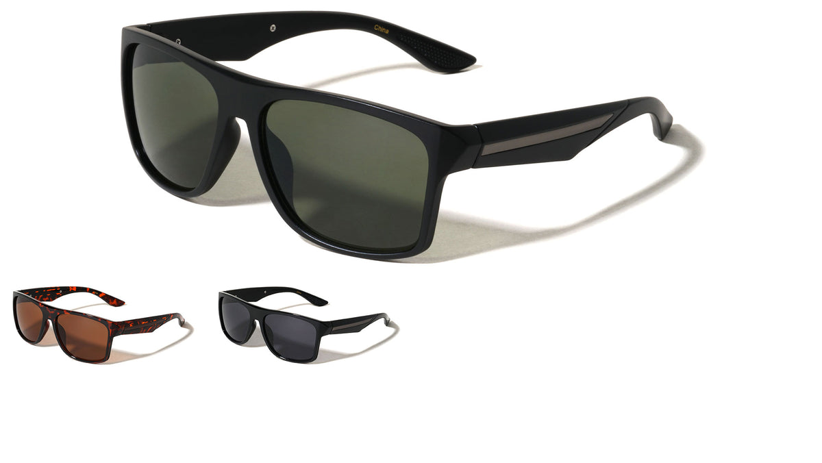Geometric Temple Accent Bar Square Wholesale Sunglasses