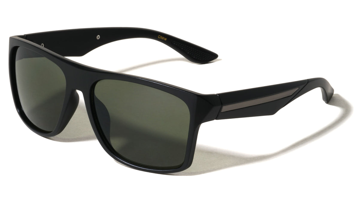 Geometric Temple Accent Bar Square Wholesale Sunglasses
