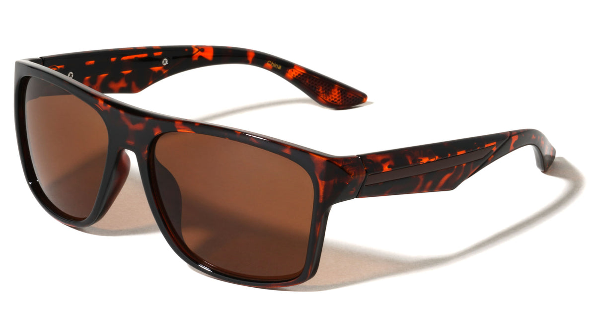 Geometric Temple Accent Bar Square Wholesale Sunglasses