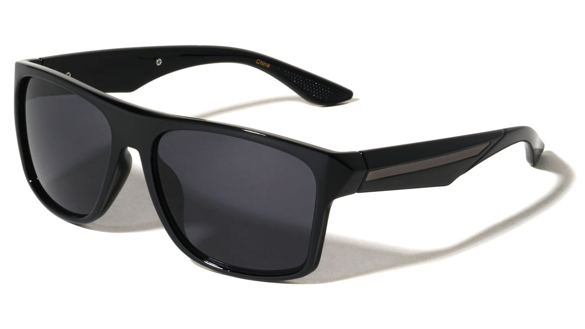 Geometric Temple Accent Bar Square Wholesale Sunglasses