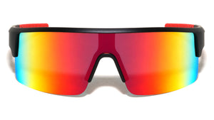 Semi Rimless Color Mirror Shield Lens Rectangle Sports Wholesale Sunglasses