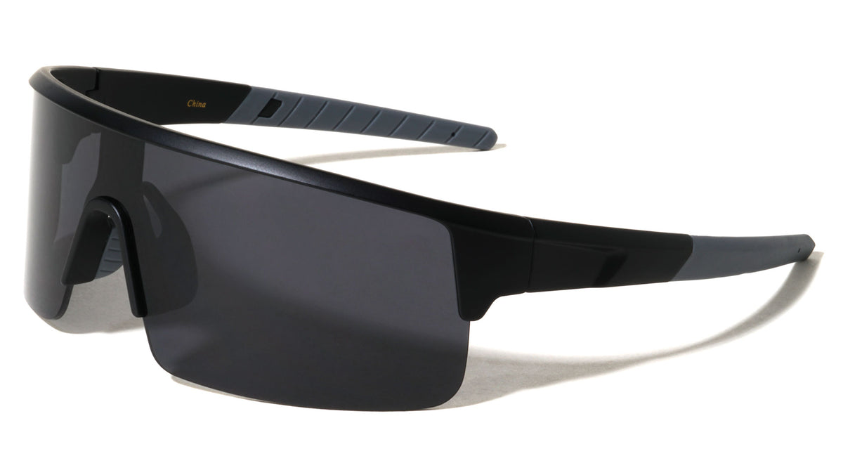 Semi Rimless Color Mirror Shield Lens Rectangle Sports Wholesale Sunglasses