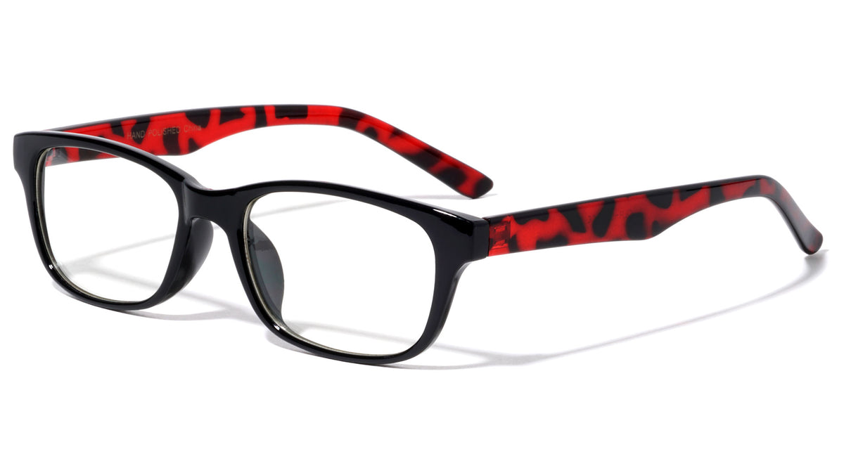 Clear Lens Rectangle Eyewear with Color Temple Wholesale