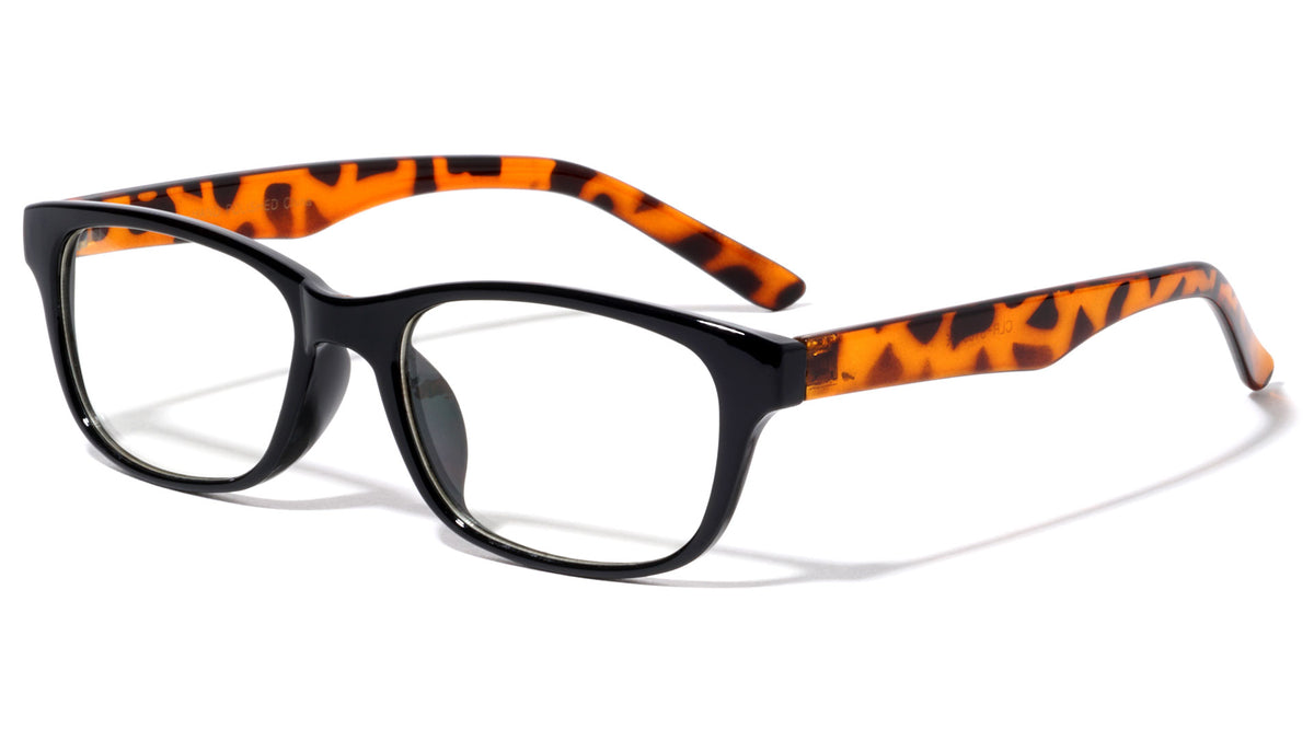 Clear Lens Rectangle Eyewear with Color Temple Wholesale