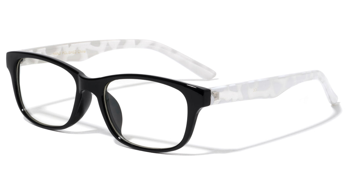 Clear Lens Rectangle Eyewear with Color Temple Wholesale