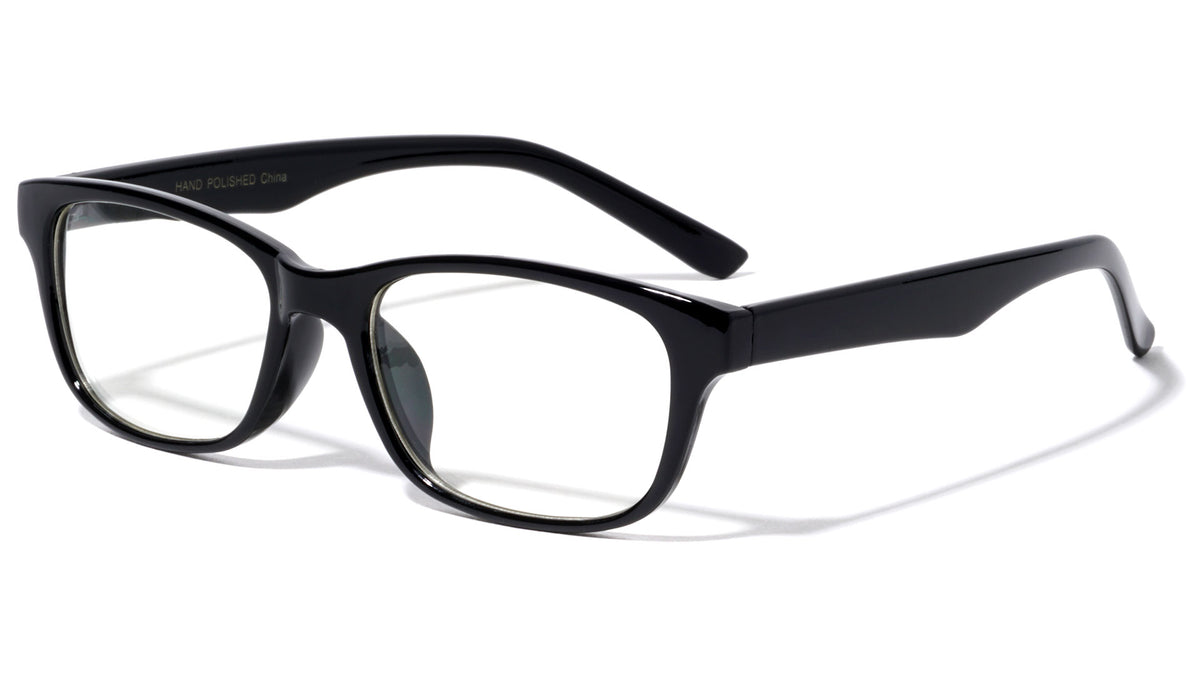 Clear Lens Rectangle Eyewear with Color Temple Wholesale