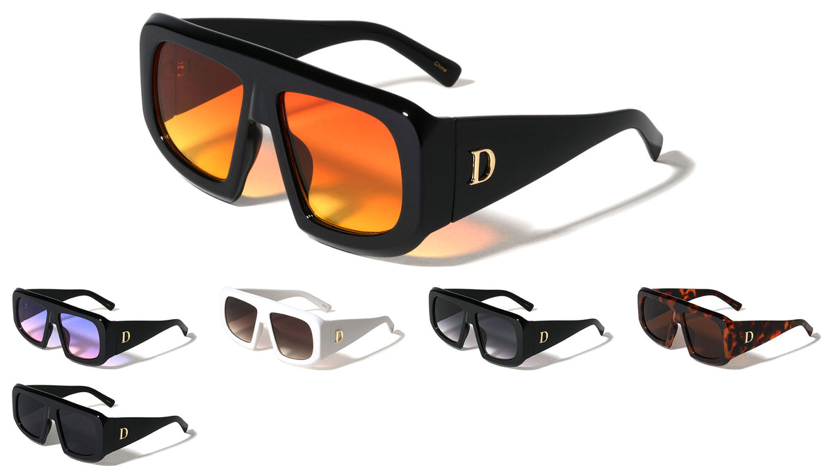 D Logo Triangular Temple Semi-Oval Lens Fashion Wholesale Sunglasses