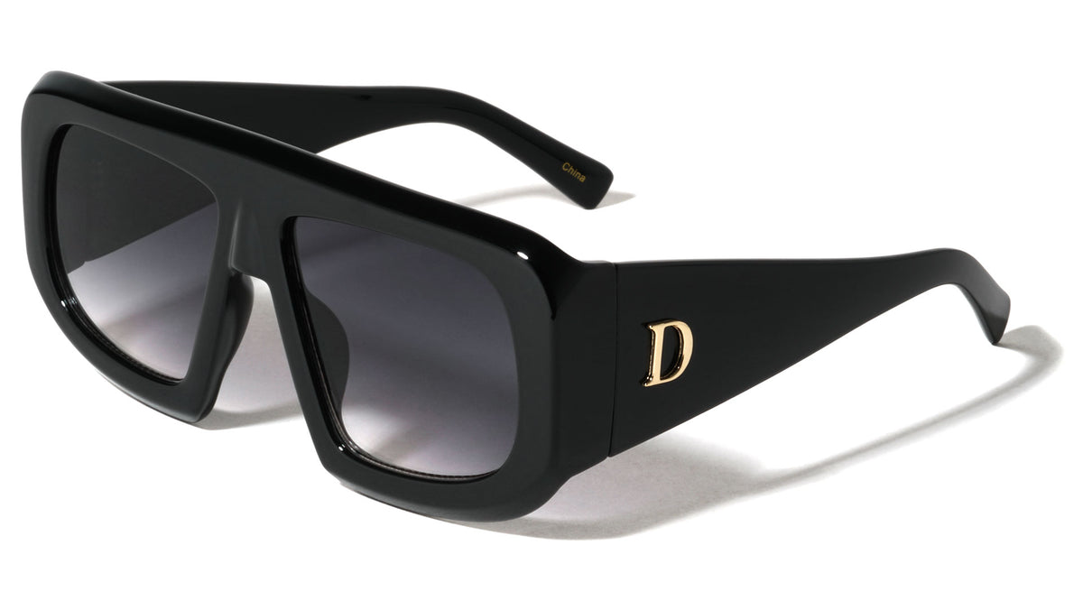 D Logo Triangular Temple Semi-Oval Lens Fashion Wholesale Sunglasses