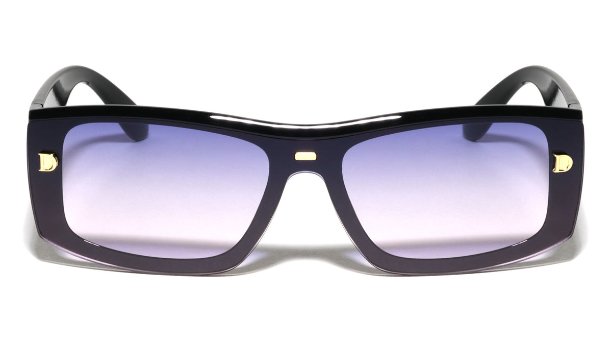 D Logo Semi-rimless Fashion One Piece Shield Lens Wholesale Sunglasses