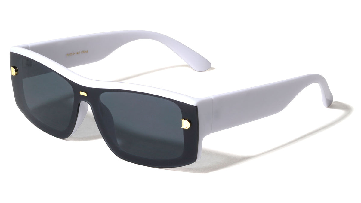 D Logo Semi-rimless Fashion One Piece Shield Lens Wholesale Sunglasses