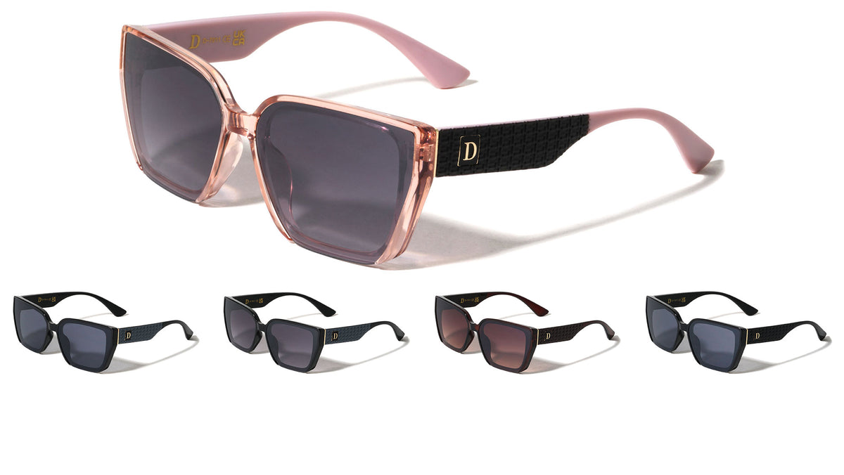D Logo Rimless Bottom Temple T Pattern Squared Cat Eye Wholesale Sunglasses
