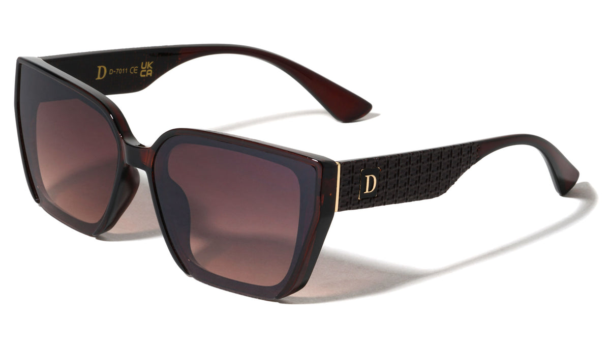 D Logo Rimless Bottom Temple T Pattern Squared Cat Eye Wholesale Sunglasses