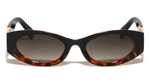 D Logo Rhinestone Accent Cutout Fashion Oval Cat Eye Wholesale Sunglasses