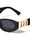 D Logo Rhinestone Accent Cutout Fashion Oval Cat Eye Wholesale Sunglasses