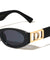 D Logo Rhinestone Accent Cutout Fashion Oval Cat Eye Wholesale Sunglasses