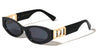 D Logo Rhinestone Accent Cutout Fashion Oval Cat Eye Wholesale Sunglasses