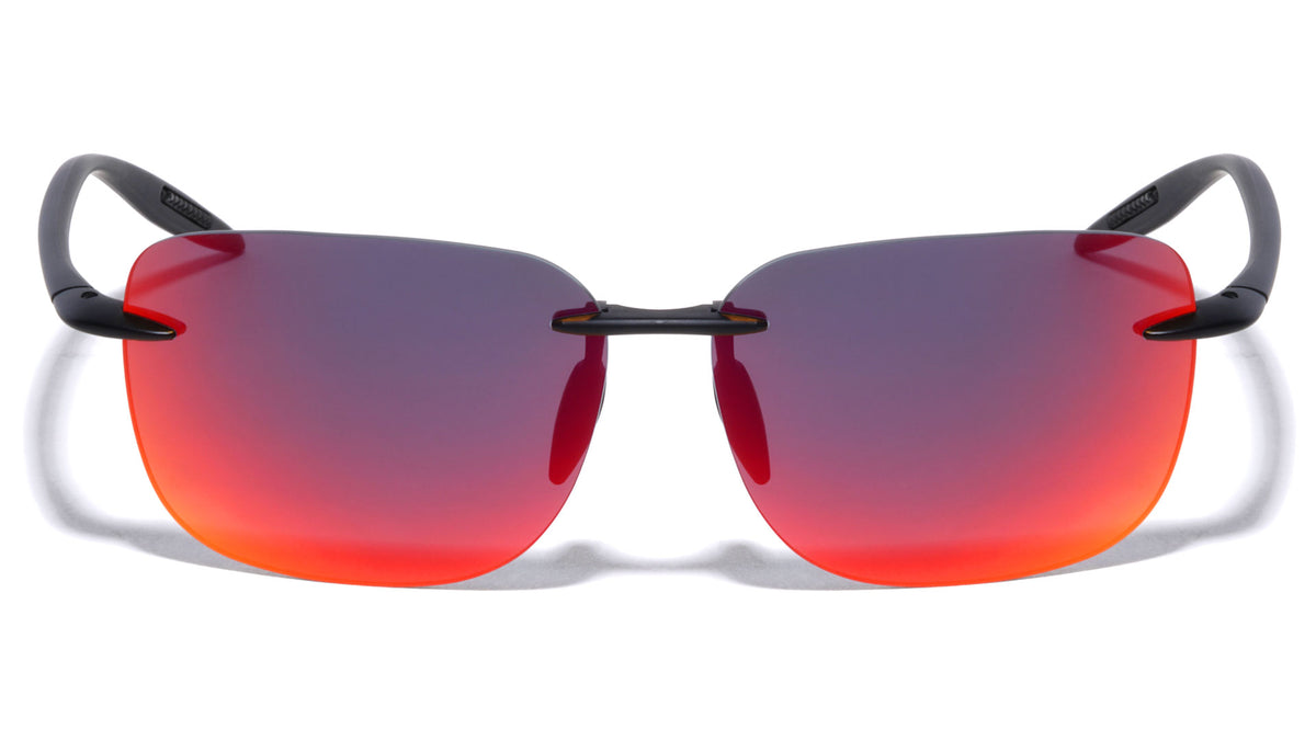 Polarized Premium Quality Orange TR90 Flexible Lightweight Rimless Square Sports Wholesale Sunglasses (sold by 1/2 dozen per order)