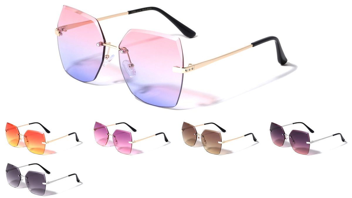 GLO Edge Cut Rimless Butterfly Wholesale Sunglasses