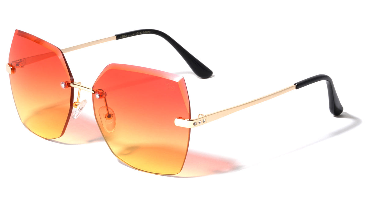 GLO Edge Cut Rimless Butterfly Wholesale Sunglasses