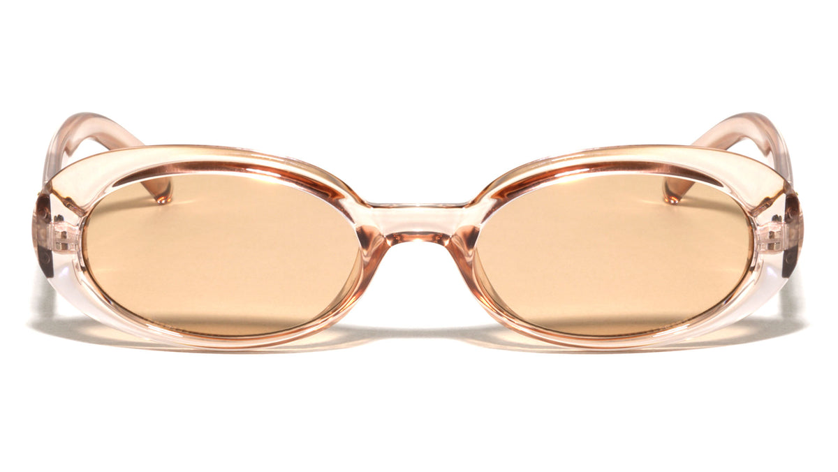 GLO Square Logo Accent Curved Side Rim Fashion Oval Wholesale Sunglasses
