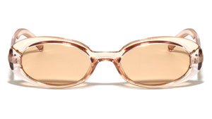 GLO Square Logo Accent Curved Side Rim Fashion Oval Wholesale Sunglasses