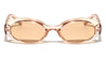 GLO Square Logo Accent Curved Side Rim Fashion Oval Wholesale Sunglasses