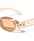 GLO Square Logo Accent Curved Side Rim Fashion Oval Wholesale Sunglasses