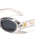 GLO Square Logo Accent Curved Side Rim Fashion Oval Wholesale Sunglasses