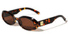 GLO Square Logo Accent Curved Side Rim Fashion Oval Wholesale Sunglasses