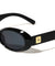 GLO Square Logo Accent Curved Side Rim Fashion Oval Wholesale Sunglasses
