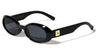 GLO Square Logo Accent Curved Side Rim Fashion Oval Wholesale Sunglasses